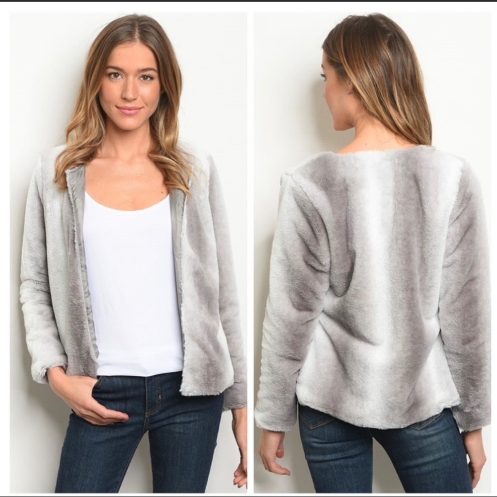 “Furever mine” faux fur jacket, size small and med